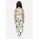 Girl's Denim Embroidered Sleeveless Jumpsuit (White-Green)