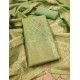 Women's Banarasi Silk Printed Unstitched Salwar Suit Material With Dupatta (Pista, 3Mtrs)