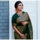 Women's Litchi silk Printed Saree With Unstitched Blouse (Green)
