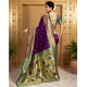 Women's Silk Blend Zari Weaving Saree With Unstitched Blouse 5.5Mtr (Purple)