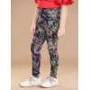 Girl's Cotton Lycra Floral Elasticated Jeggings (Multicolor)