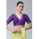 Women's Banarasi Silk Sequence V Neck Non Padded Blouse (Purple 38 Ready (Alterable up to 42)
