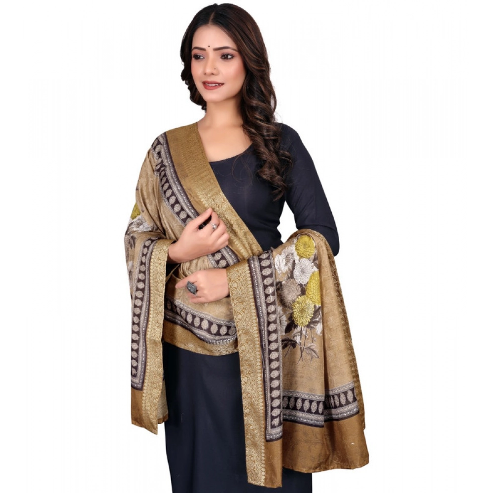 Women's chanderi silk Printed Dupatta (Beige, Length: 2 Mtr) Women's chanderi silk Printed Dupatta (Beige, Length: 2 Mtr)