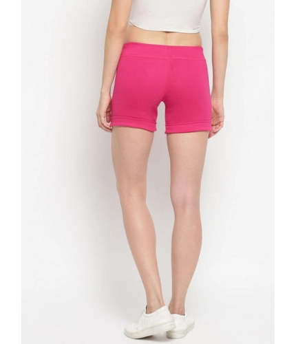 Women's Cotton Solid Elasticated Shorts (Pink)