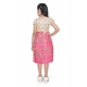 Girl's Twill Printed Short Sleeve Round Neck Dress (Pink) Girl's Twill Printed Short Sleeve Round Neck Dress (Pink)