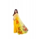 Women's Georgette  Printed Saree With Unstitched Blouse 5.5Mtr (Yellow)