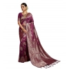 Women's Silk Blend Printed Saree With Unstitched Blouse 5.5Mtr (Purple) Women's Silk Blend Printed Saree With Unstitched Blouse 5.5Mtr (Purple)