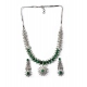 Women's Brass Silver Plated Necklace set (Green)