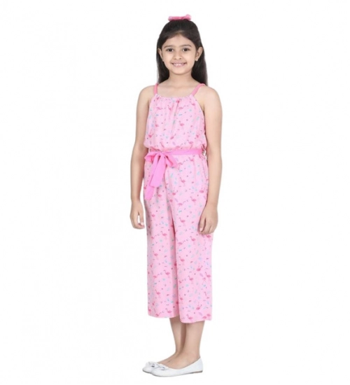 Girl's Rayon Flamingo Print Sleeveless Jumpsuit (Pink) Girl's Rayon Flamingo Print Sleeveless Jumpsuit (Pink)
