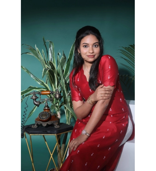 Women's Silk Printed Kurti (Red) Women's Silk Printed Kurti (Red)