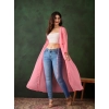 Women's Chiffon Self Design Long Sleeves Shrug (Pink) Women's Chiffon Self Design Long Sleeves Shrug (Pink)