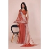 Dropship Women's Jimmy choo Embellished Bollywood Saree With Unstitched Blouse 5.5Mtr (Orange)