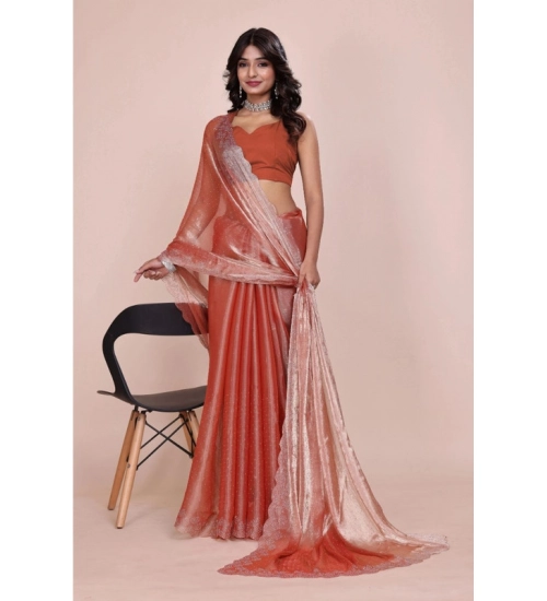 Women's Jimmy choo Embellished Bollywood Saree With Unstitched Blouse 5.5Mtr (Orange) Women's Jimmy choo Embellished Bollywood Saree With Unstitched Blouse 5.5Mtr (Orange)
