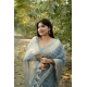 Women's Silk_Blend Checked Saree With Unstitched Blouse 5.5Mtr (Sky_Blue)