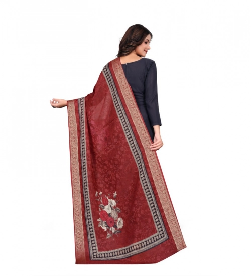 Women's chanderi silk Printed Dupatta (Maroon, Length: 2 Mtr) Women's chanderi silk Printed Dupatta (Maroon, Length: 2 Mtr)