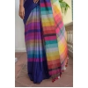 Women's Linen Printed Saree With Unstitched Blouse 5.5Mtr (Navy) Women's Linen Printed Saree With Unstitched Blouse 5.5Mtr (Navy)