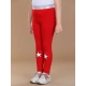 Girl's Cotton Lycra Star Print Elasticated Leggings (Red)
