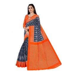 Women's Soft Pure Cotton Printed Saree With Unstitched Blouse 5.5Mtr (Grey)