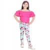 Girl's Cotton Floral Elasticated Jegging and Top (Pink)