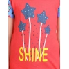 Girl's Cotton Hosiery Printed Night Suit Set (Red-Blue)