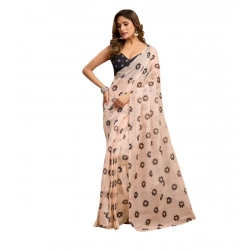 Women's Linen Cotton Printed Ready To Wear Saree With Unstitched Blouse 5.5 Mtr (Light_Peach)