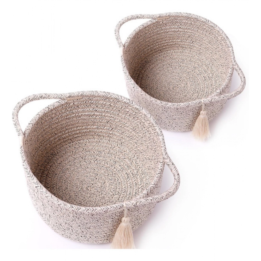 Cotton 8x4 Inch Round 2 Set Kidi With Jhalar Bedside Organizer (Kidi)