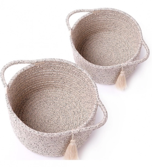 Cotton 8x4 Inch Round 2 Set Kidi With Jhalar Bedside Organizer (Kidi)