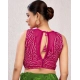 Women's Rayon Cotton Bandhani Printed Halter Neck Non Padded Blouse (Pink 38 Ready (Alterable up to 42)