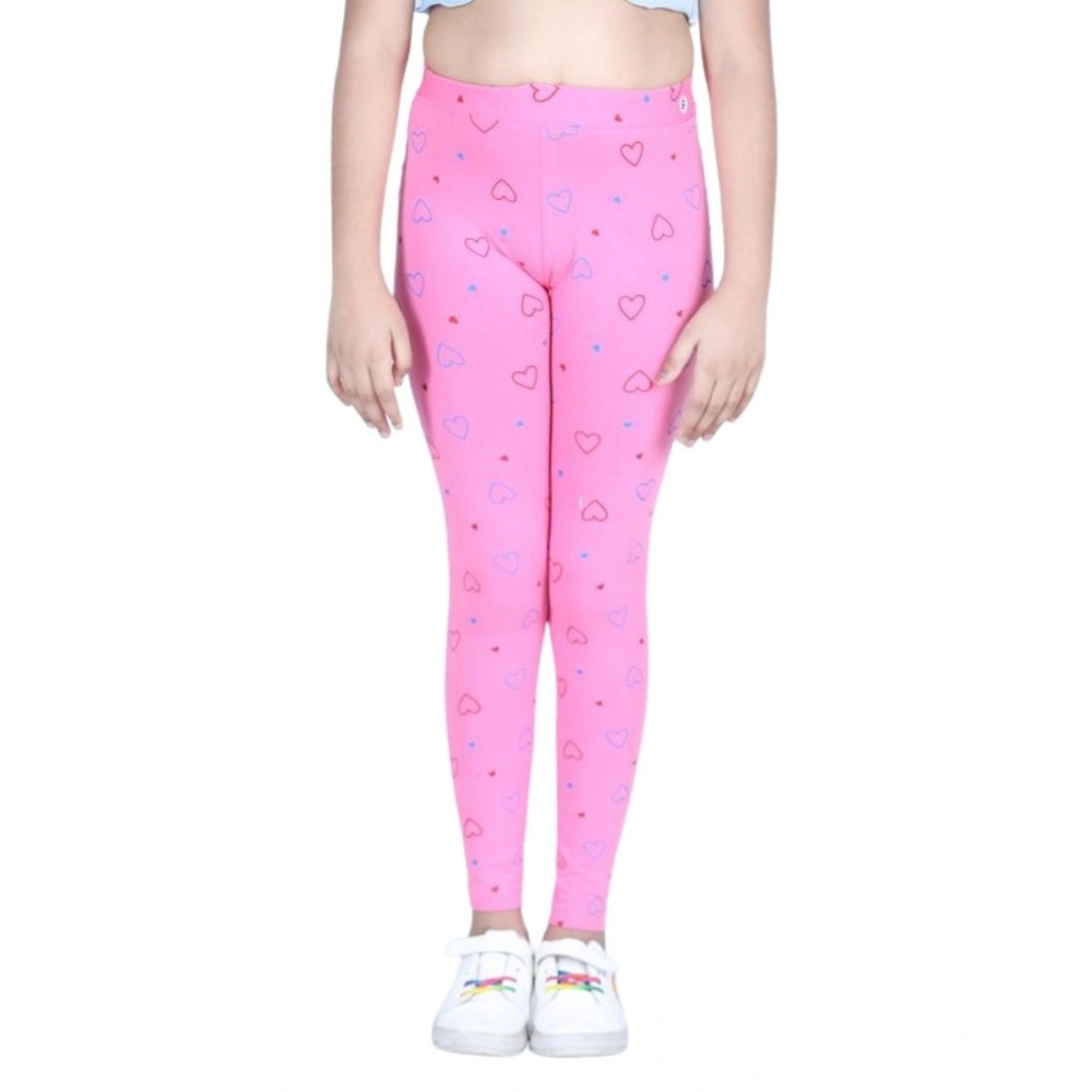Girl's Cotton Lycra Printed Elasticated Leggings (Light Pink) Girl's Cotton Lycra Printed Elasticated Leggings (Light Pink)