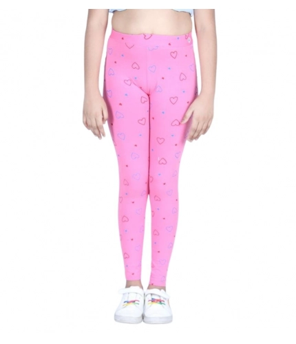 Girl's Cotton Lycra Printed Elasticated Leggings (Light Pink) Girl's Cotton Lycra Printed Elasticated Leggings (Light Pink)