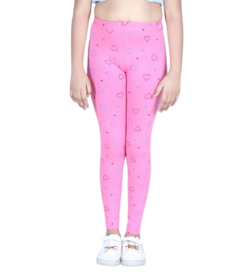 Girl's Cotton Lycra Printed Elasticated Leggings (Light Pink) Girl's Cotton Lycra Printed Elasticated Leggings (Light Pink)