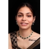 Women's Brass Silver Plated Necklace set (Green)
