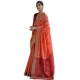 Women's Silk_Blend Ethnic Ikat Pattern Saree With Unstitched Blouse 5.5Mtr (Orange)