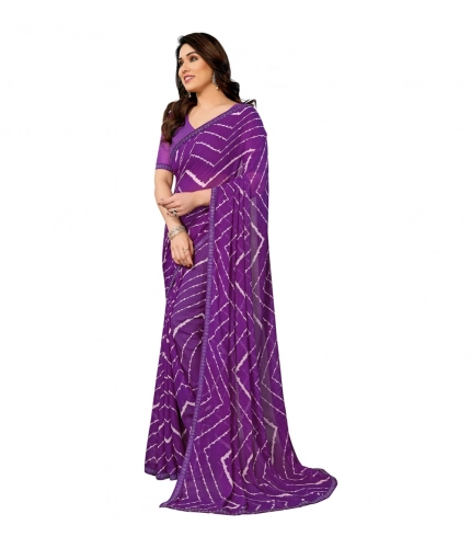 Women's Georgette Printed Saree With Unstitched Blouse 5.5Mtr (Purple) Women's Georgette Printed Saree With Unstitched Blouse 5.5Mtr (Purple)