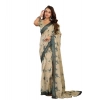 Women's Faux Linen Floral Print Ready to wear Saree With Unstitched Blouse 5.5Mtr (LightBeige) Women's Faux Linen Floral Print Ready to wear Saree With Unstitched Blouse 5.5Mtr (LightBeige)