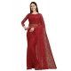Women's Net Self Design Saree With Unstitched Blouse 5.5Mtr (Maroon)