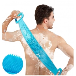 Pack Of 2_Silicone Bath Scrubber Belt – Dual-Sided Exfoliating Body Cleaning Strap (Color: Assorted )