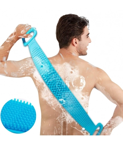 Pack Of 2_Silicone Bath Scrubber Belt – Dual-Sided Exfoliating Body Cleaning Strap (Color: Assorted )