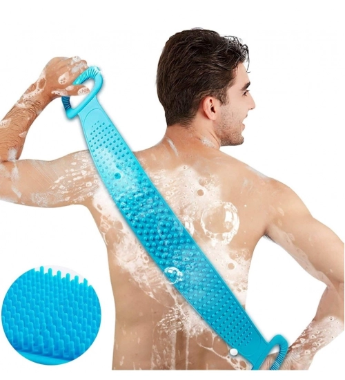 Pack Of 2_Silicone Bath Scrubber Belt – Dual-Sided Exfoliating Body Cleaning Strap (Color: Assorted )