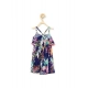 Girl's Rayon Printed Shoulder Straps Dress (Navy Blue) Girl's Rayon Printed Shoulder Straps Dress (Navy Blue)