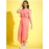Girl's Polyester Floral Sleeveless Jumpsuit (Pink)