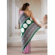 Women's Satin Crepe Printed Saree With Unstitched Blouse 5.5Mtr (Magenta)