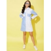 Women's Denim Solid Long Sleeves Dress (Blue) Women's Denim Solid Long Sleeves Dress (Blue)