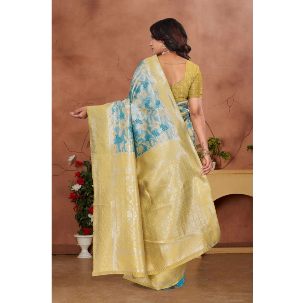 Women's Banarasi Silk Jaquard Woven Saree With Unstitched Blouse 5.5Mtr (Yellow) Women's Banarasi Silk Jaquard Woven Saree With Unstitched Blouse 5.5Mtr (Yellow)