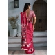 Women's Satin Crepe Printed Saree With Unstitched Blouse 5.5Mtr (Red)