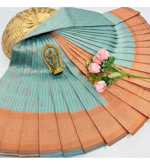 Women's Soft Silk Printed Saree With Unstitched Blouse 5.5Mtr (Pista Green)