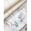 Women's Brass Silver Plated Pendant Set (Blue) Women's Brass Silver Plated Pendant Set (Blue)