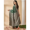 Women's Silk Blend Printed Saree With Unstitched Blouse 5.5Mtr (Dark Green) Women's Silk Blend Printed Saree With Unstitched Blouse 5.5Mtr (Dark Green)
