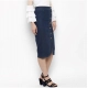 Women's Denim Front Button Buttoned Skirt (Blue) Women's Denim Front Button Buttoned Skirt (Blue)