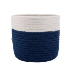 Cotton Flower Pot (White Blue)